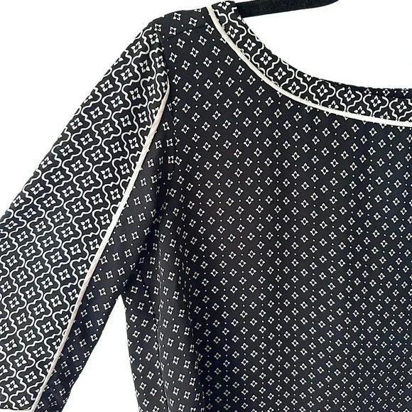 LOFT | NWOT | LONG SLEEVE BLACK & WHITE TUNIC TOP | SIZE: SMALL - Picture 2 of 9
